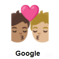 Kiss: Person, Person: Medium Skin Tone, Medium-Light Skin Tone on Google Android