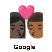 Kiss: Woman, Man: Dark Skin Tone, Medium-Dark Skin Tone on Google Android