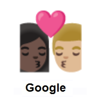 Kiss: Woman, Man: Dark Skin Tone, Medium-Light Skin Tone on Google Android