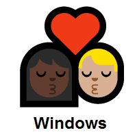Kiss: Woman, Man: Dark Skin Tone, Medium-Light Skin Tone on Microsoft Windows