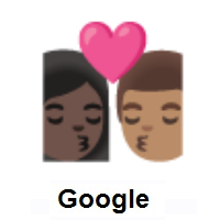 Kiss: Woman, Man: Dark Skin Tone, Medium Skin Tone on Google Android