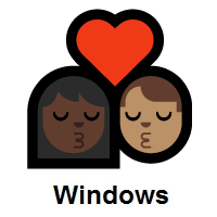 Kiss: Woman, Man: Dark Skin Tone, Medium Skin Tone on Microsoft Windows