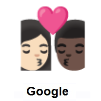 Kiss: Woman, Man: Light Skin Tone, Dark Skin Tone on Google Android
