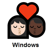 Kiss: Woman, Man: Light Skin Tone, Dark Skin Tone on Microsoft Windows