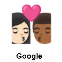 Kiss: Woman, Man: Light Skin Tone, Medium-Dark Skin Tone on Google Android