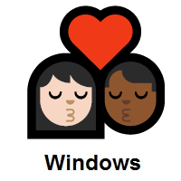 Kiss: Woman, Man: Light Skin Tone, Medium-Dark Skin Tone on Microsoft Windows