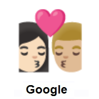 Kiss: Woman, Man: Light Skin Tone, Medium-Light Skin Tone on Google Android