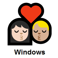 Kiss: Woman, Man: Light Skin Tone, Medium-Light Skin Tone on Microsoft Windows