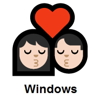 Kiss: Woman, Man: Light Skin Tone on Microsoft Windows