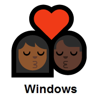 Kiss: Woman, Man: Medium-Dark Skin Tone, Dark Skin Tone on Microsoft Windows