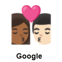 Kiss: Woman, Man: Medium-Dark Skin Tone, Light Skin Tone on Google Android