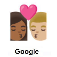 Kiss: Woman, Man: Medium-Dark Skin Tone, Medium-Light Skin Tone on Google Android