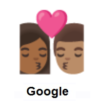Kiss: Woman, Man: Medium-Dark Skin Tone, Medium Skin Tone on Google Android