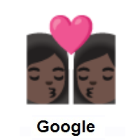 Kiss: Woman, Woman: Dark Skin Tone on Google Android