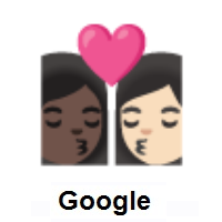 Kiss: Woman, Woman: Dark Skin Tone, Light Skin Tone on Google Android