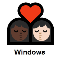Kiss: Woman, Woman: Dark Skin Tone, Light Skin Tone on Microsoft Windows