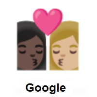 Kiss: Woman, Woman: Dark Skin Tone, Medium-Light Skin Tone on Google Android