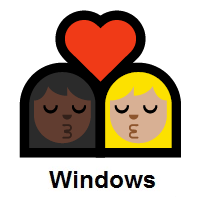 Kiss: Woman, Woman: Dark Skin Tone, Medium-Light Skin Tone on Microsoft Windows