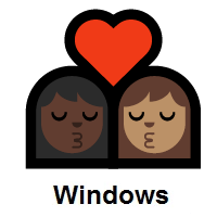 Kiss: Woman, Woman: Dark Skin Tone, Medium Skin Tone on Microsoft Windows