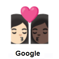 Kiss: Woman, Woman: Light Skin Tone, Dark Skin Tone on Google Android