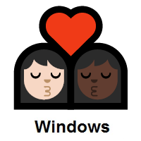 Kiss: Woman, Woman: Light Skin Tone, Dark Skin Tone on Microsoft Windows