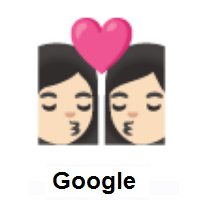 Kiss: Woman, Woman: Light Skin Tone on Google Android