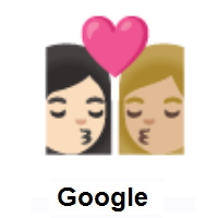 Kiss: Woman, Woman: Light Skin Tone, Medium-Light Skin Tone on Google Android