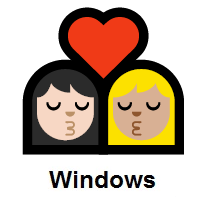 Kiss: Woman, Woman: Light Skin Tone, Medium-Light Skin Tone on Microsoft Windows