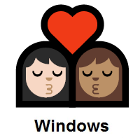 Kiss: Woman, Woman: Light Skin Tone, Medium Skin Tone on Microsoft Windows