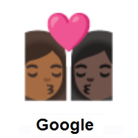 Kiss: Woman, Woman: Medium-Dark Skin Tone, Dark Skin Tone on Google Android
