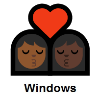 Kiss: Woman, Woman: Medium-Dark Skin Tone, Dark Skin Tone on Microsoft Windows