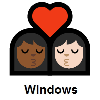 Kiss: Woman, Woman: Medium-Dark Skin Tone, Light Skin Tone on Microsoft Windows