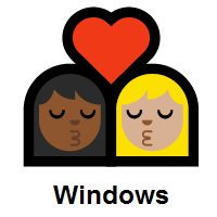 Kiss: Woman, Woman: Medium-Dark Skin Tone, Medium-Light Skin Tone on Microsoft Windows