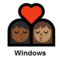 Kiss: Woman, Woman: Medium-Dark Skin Tone, Medium Skin Tone on Microsoft Windows