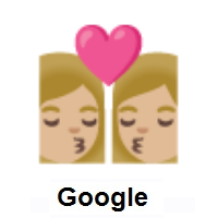 Kiss: Woman, Woman: Medium-Light Skin Tone on Google Android