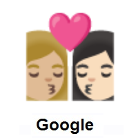 Kiss: Woman, Woman: Medium-Light Skin Tone, Light Skin Tone on Google Android