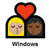 Kiss: Woman, Woman: Medium-Light Skin Tone, Medium-Dark Skin Tone on Microsoft Windows