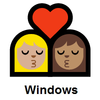 Kiss: Woman, Woman: Medium-Light Skin Tone, Medium Skin Tone on Microsoft Windows