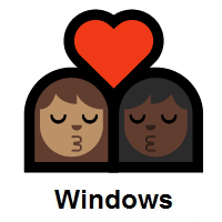 Kiss: Woman, Woman: Medium Skin Tone, Dark Skin Tone on Microsoft Windows