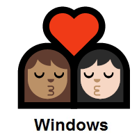 Kiss: Woman, Woman: Medium Skin Tone, Light Skin Tone on Microsoft Windows