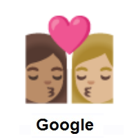 Kiss: Woman, Woman: Medium Skin Tone, Medium-Light Skin Tone on Google Android