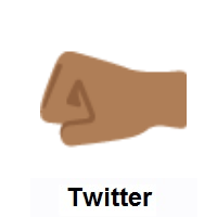 Left-Facing Fist: Medium-Dark Skin Tone on Twitter Twemoji