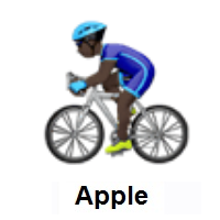 Man Biking: Dark Skin Tone on Apple iOS