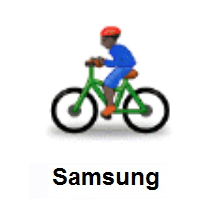 Man Biking: Dark Skin Tone on Samsung