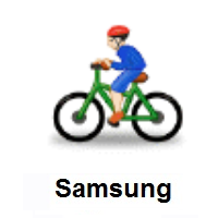 Man Biking: Light Skin Tone on Samsung