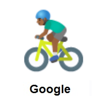 Man Biking: Medium-Dark Skin Tone on Google Android