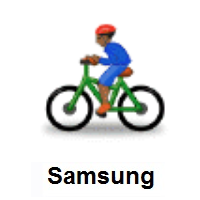 Man Biking: Medium-Dark Skin Tone on Samsung