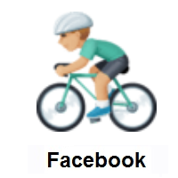 Man Biking: Medium-Light Skin Tone on Facebook
