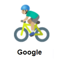 Man Biking: Medium-Light Skin Tone on Google Android