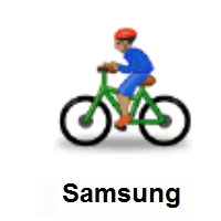 Man Biking: Medium Skin Tone on Samsung